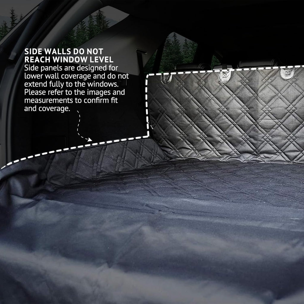 Bulldogology SUV Cargo Liner for Dogs - Heavy Duty Pet Trunk Cargo Cover - Dog Car Seat Cover Waterproof Nonslip Mat - Dog Hair, Muddy Paws, Scratches, Protector for Cars Vans Suvs (Large, Black)